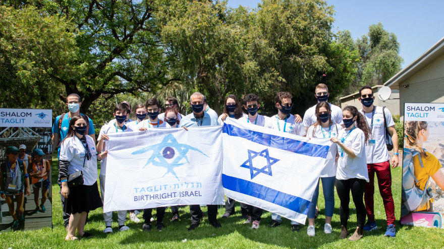 The first group of Birthright Israel young adults to land in Israel since the onset of the coronavirus pandemic. The group came to Israel through the Orthodox Union’s Israel Free Spirit, an official Birthright Israel trip organizer since 1999. Credit: Courtesy.