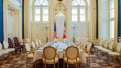 A room in the Blue Salon at the Palais Coburg Hotel in Vienna, the site of past and present nuclear negotiations, July 4, 2015. Credit: U.S. State Department.