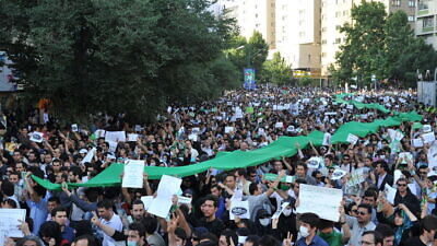 A demonstration in Tehran on June 16, 2009. Credit: Milad Avazbeigi via Wikimedia Commons.