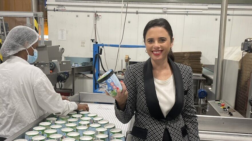 Israeli Interior Minister Ayelet Shaked visits the local Ben & Jerry’s factory, July 20, 2021. Source: Twitter.