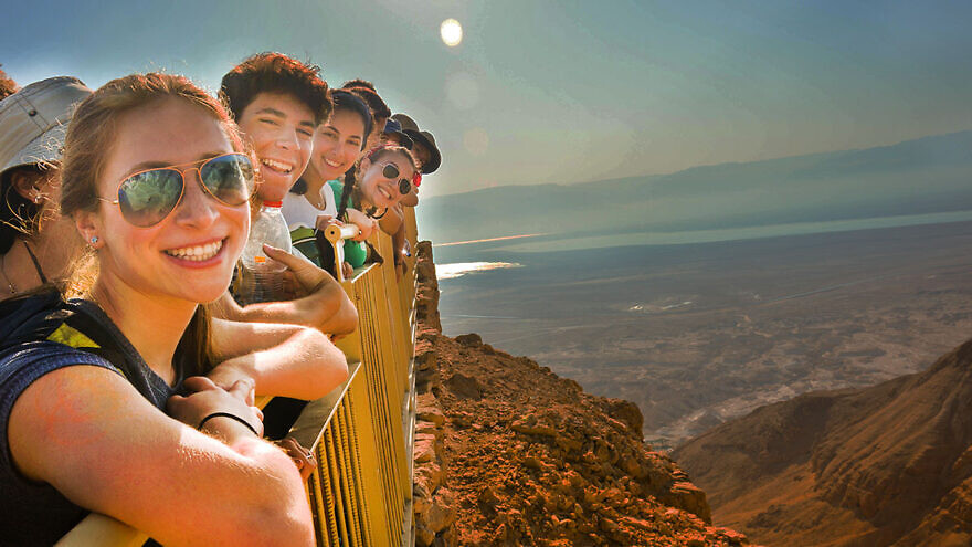 Teens visiting Israel at the overlook on Masada. Credit: Courtesy.