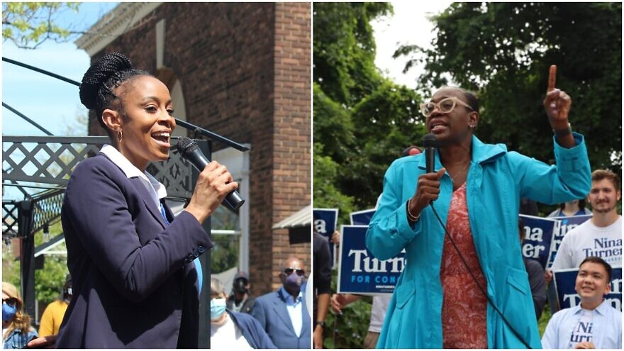 Cuyahoga County Council member Shontel Brown (left) and former State Sen. Nina Turner square off in the Democratic Parrty primary to fill Ohio's 11th District congressional seat, Aug. 3, 2021. Source: Facebook.