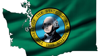 Washington State with its state flag. Credit: Filip Bjorkman.