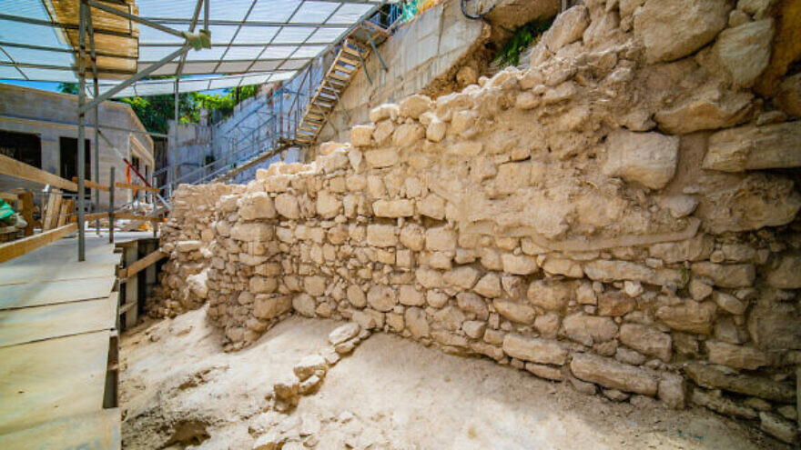 The section of the ancient city wall of Jerusalem recently unearthed at the City of David National Park. Credit: Kobi Harati/City of David.