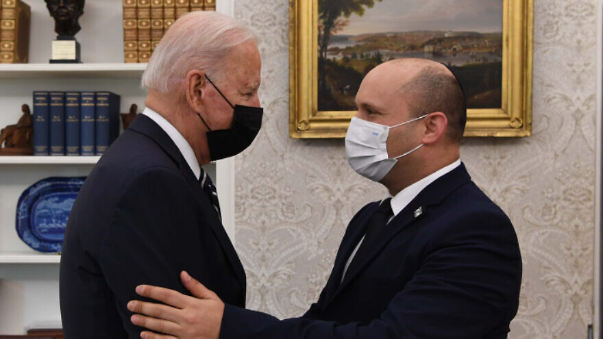 U.S. President Joe Biden meets with Israeli Prime Minister Naftali Bennett at the White House in Washington, D.C., on Aug. 27, 2021. Photo by Avi Ohayon/GPO.