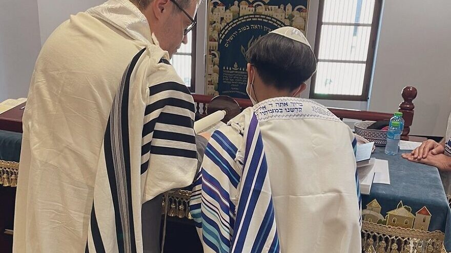 A Bar Mitzvah ceremony in Manama, Bahrain, on Aug. 21, 2021. Credit: Courtesy.