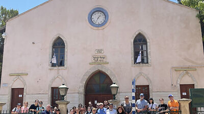 Touro summer tour group in front of the Ohel Yaakov synagogue in Zichron Yaakov