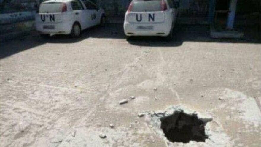 A hole leading into a tunnel, discovered in June 2021, that runs under an UNRWA-run school in the Gaza Strip. Source: Twitter.