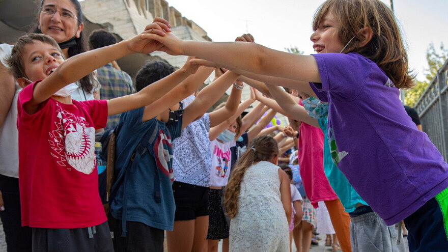 Israeli children on the first day of the school in Jerusalem, Sept. 1, 2021. Photo by Olivier Fitoussi/Flash90.