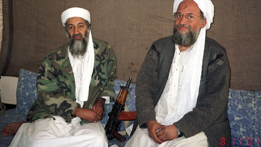 Al-Qaeda leader Osama bin Laden (left) and Ayman al-Zawahiri in 2001. Credit: Wikimedia Commons.