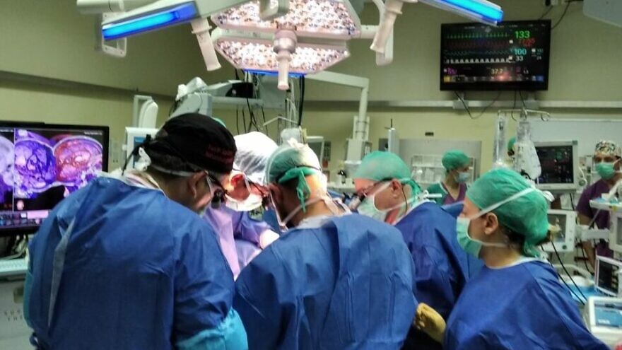 Medical staff at Beersheva's Soroka Medical Center during a 12-hour operation to separate Siamese twins joined at the skull. Credit: Soroka Medical Center.