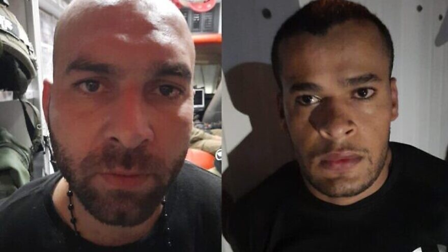 Iham Kamamji (left) and Munadil Nafiyat, the two remaining escapees from the Gilboa Prison, were recaptured on Sept. 19, 2021. Credit: Shin Bet.