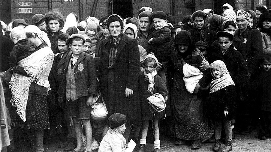 Hungarian Jews arrive at Auschwitz in the summer of 1944. Credit: Allgemeiner Deutscher Nachrichtendienst-Zentralbild (Bild 183), German Federal Archives via Wikimedia Commons.
