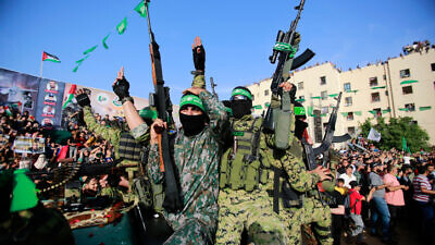 Hamas members attend a rally in Beit Lahiya, in the northern Gaza Strip, May 30, 2021. Photo by Atia Mohammed/Flash90.