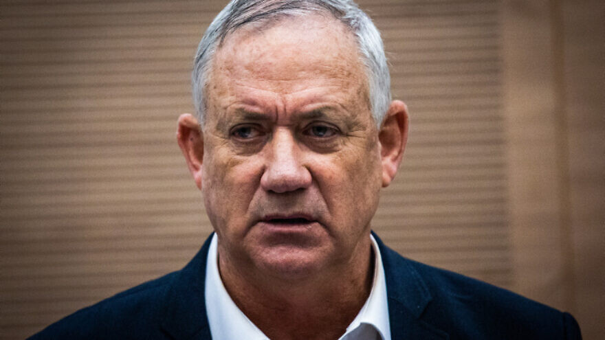 Israeli Defense Minister Benny Gantz at a meeting of the Knesset's Foreign Affairs and Defense Committee in Jerusalem on Oct. 19, 2021. Photo by Yonatan Sindel/Flash90.