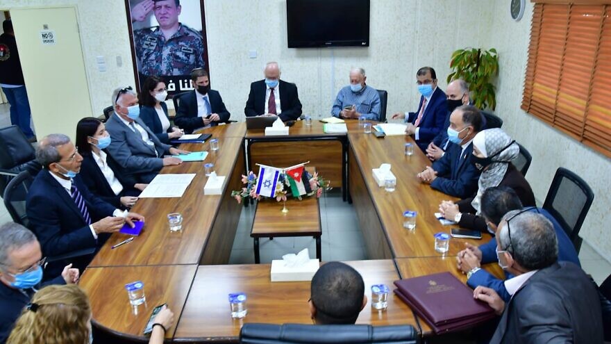 Members of the Joint Water Committee that manages Israel-Jordan bilateral water relations convene in Amman to ink a new water deal, Oct. 12, 2021. Source: Twitter.