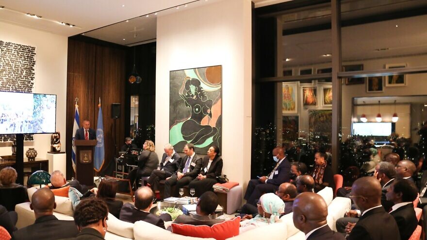Israeli Ambassador to the United Nations Gilad Erdan holds an event to discuss water, technology and bolstering other ties with 25 ambassadors from Africa, Nov. 8, 2021. Credit: Permanent Mission of Israel to the U.N.