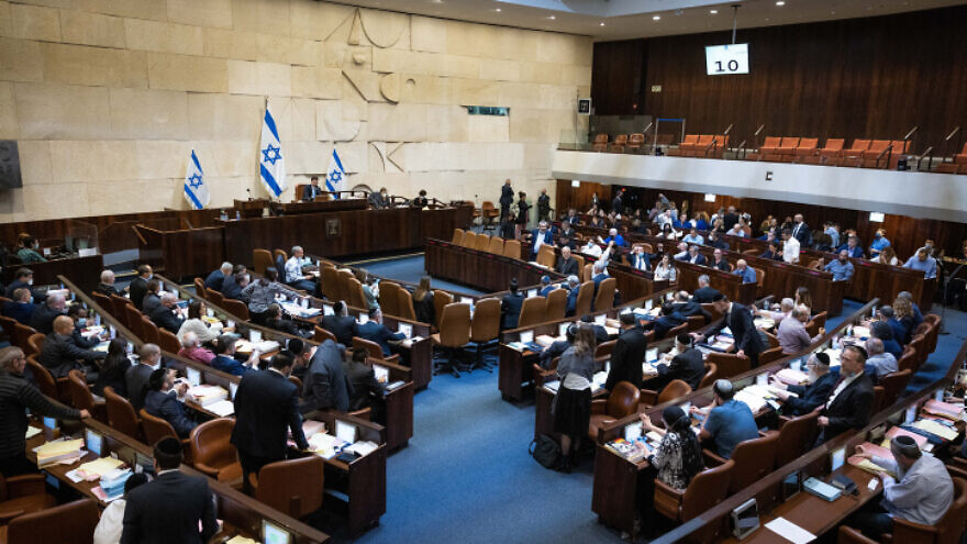 General view of the assembly hall during a vote on the 2022 state budget in the Israeli Knesset in Jerusalem, Nov. 4, 2021. Photo by Yonatan Sindel/Flash90.