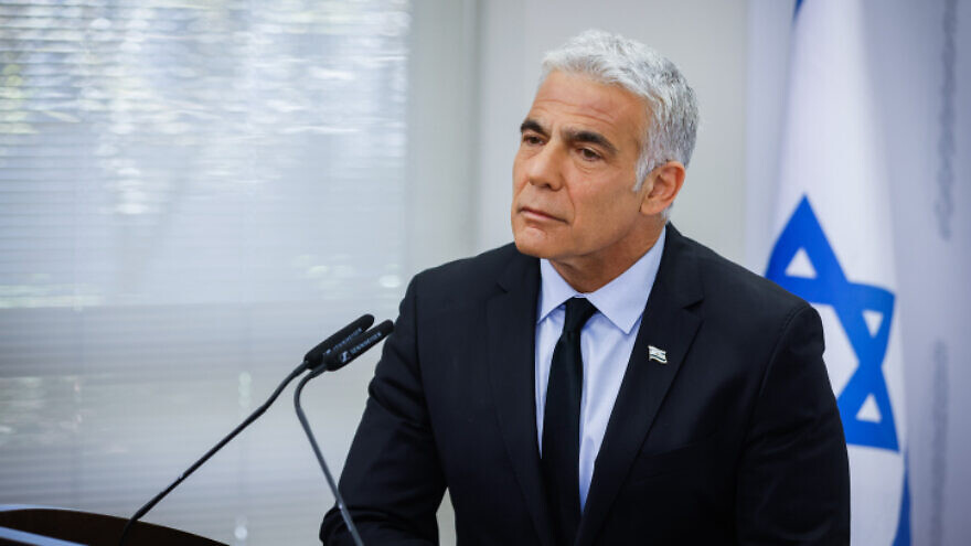 Israeli Foreign Minister Yair Lapid addresses a Yesh Atid faction meeting at the Knesset, on Nov. 8, 2021. Photo by Oliiver Fitoussi/Flash90.