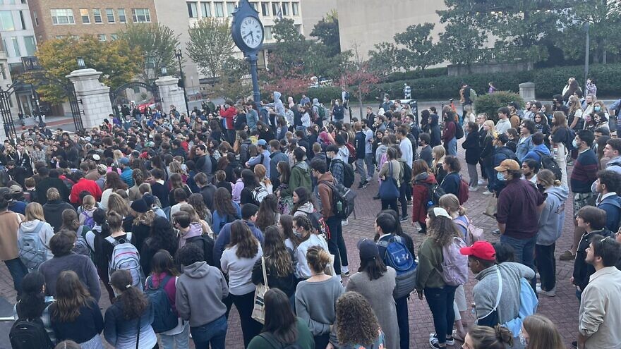 Students march against antisemitism at George Washington University, Nov. 2, 2021. Source: American Jewish Committee/Twitter.