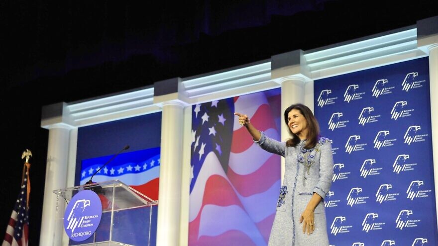 Former U.S. Ambassador to the United Nations Nikki Haley at the Republican Jewish Coalition's conference in Las Vegas, Nov. 6, 2021. Source: RJC/Twitter.