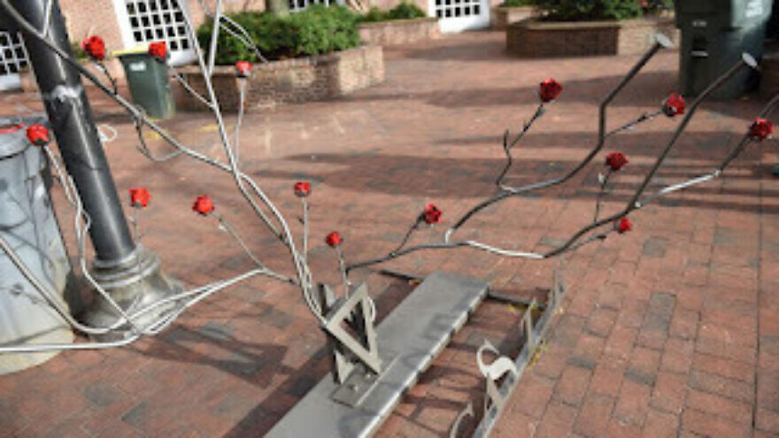 A menorah was vandalized in Lancaster, Pa., on Nov. 27, 2021. Source: Twitter.