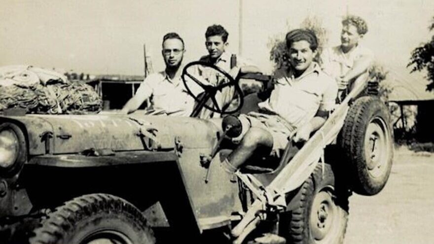 Erich Isaac, seated in jeep (front left) during the War of Independence, 1948. Credit: Isaac Family.