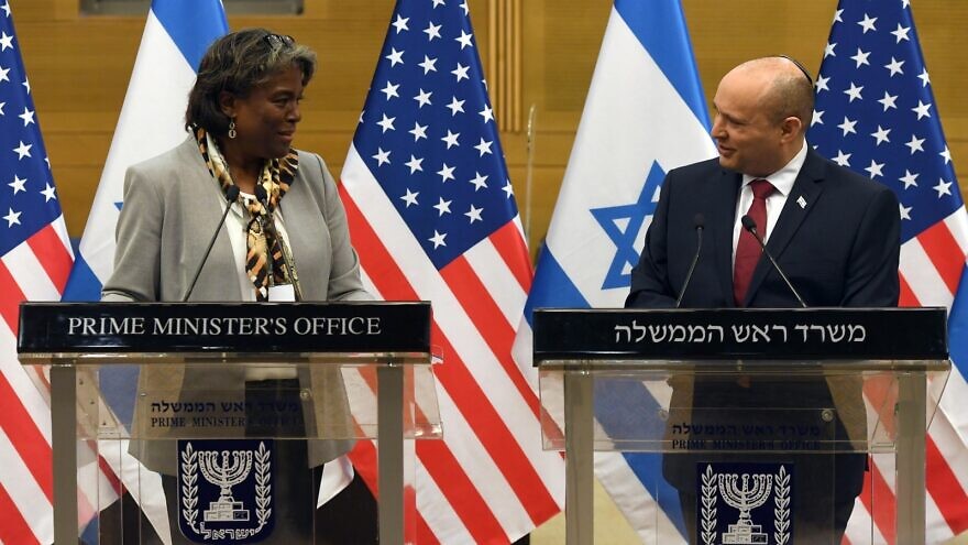 U.S. Ambassador to the United Nations Linda Thomas-Greenfield meets with Israeli Prime Minister Naftali Bennett in Jerusalem on Nov. 15, 2021. Credit:  Haim Zach/GPO.