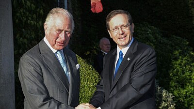 Israeli President Isaac Herzog with then-Prince Charles at Highgrove House in Gloucestershire, England, Nov. 22, 2021. Photo by Koby Gideon/GPO.