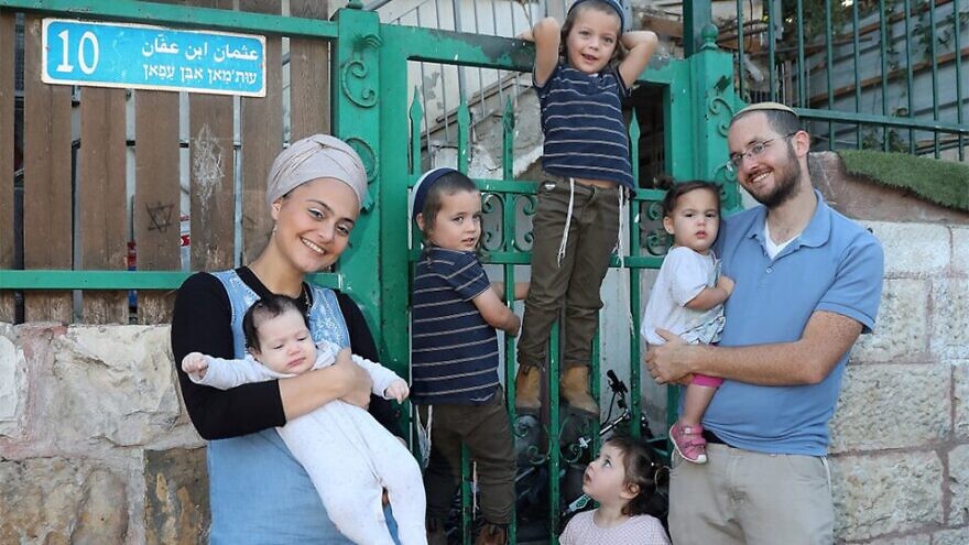 Moriah and Dvir Cohen and their five children. Photo: Gideon Markowicz.
