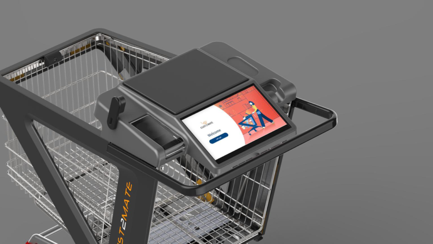 A2Z Smart Technologies Corp. announced that its Cust2Mate smart cart, developed in Israel, will be introduced in 2022 at the Evergreen Kosher Market, with locations in Monsey, N.Y., and Lakewood, N.J. Credit: Courtesy.