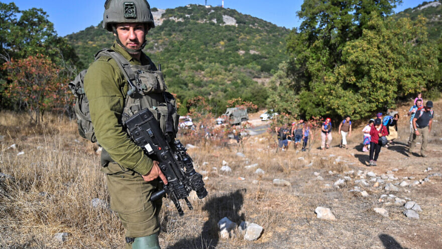 A Golani Brigade infantryman stands guard on the Lebanon border, Oct. 15, 2021. Photo by Michael Giladi/Flash90.
