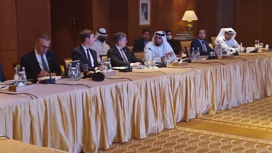 Those involved with the Abraham Accords Peace Institute convene at its inaugural “Trade and Investment Forum” in the Emirates Palace hotel in Abu Dhabi, United Arab Emirates, December 2021. Credit: Courtesy.