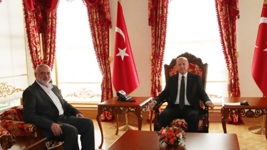 Turkey's President Recep Tayyip Erdoğan meets with Hamas leader Ismail Haniyeh. Feb. 1, 2020. Source: Official website of the President of Turkey.