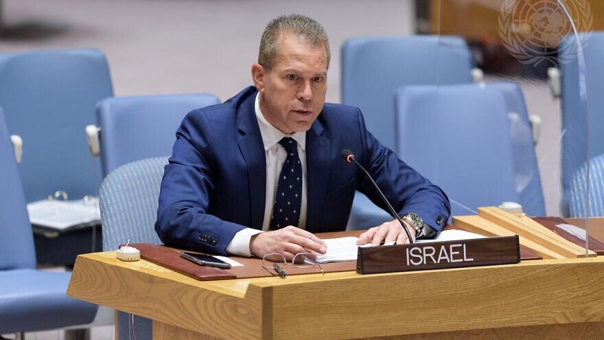 Gilad Erdan, Permanent Representative of Israel to the United Nations, addresses the Security Council meeting on the situation in the Middle East, including the Palestinian question. Credit: UN Photo/Manuel Elías.