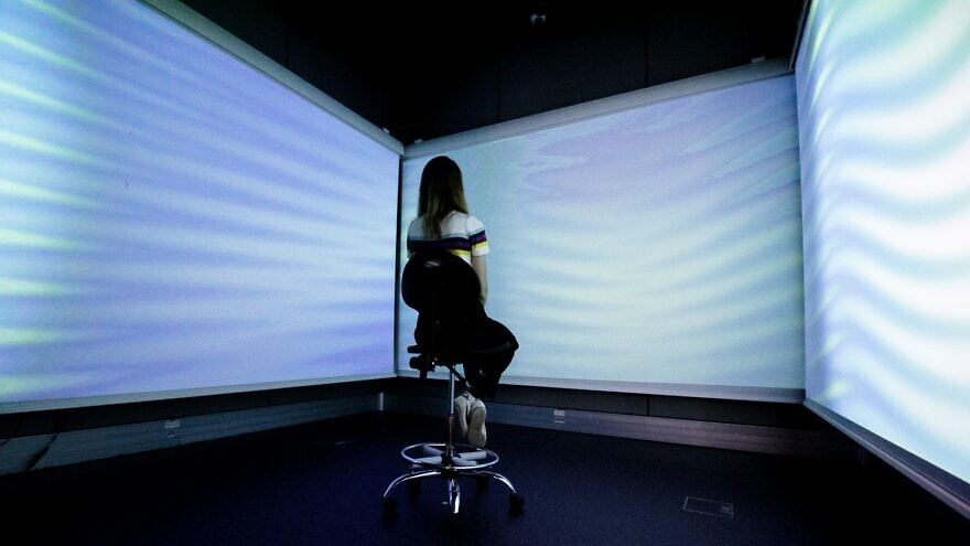 Watching sounds in the multisensory room at the Baruch Ivcher Institute for Brain, Cognition & Technology at Reichman University. Credit: Courtesy of Reichman University Innovation Center.