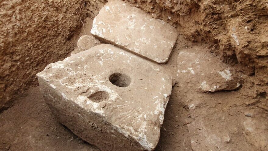 This rare stone toilet is 2,700 years old and was most likely used by one of the dignitaries of ancient Jerusalem. Photo by Yoli Schwartz/Israel Antiquities Authority.