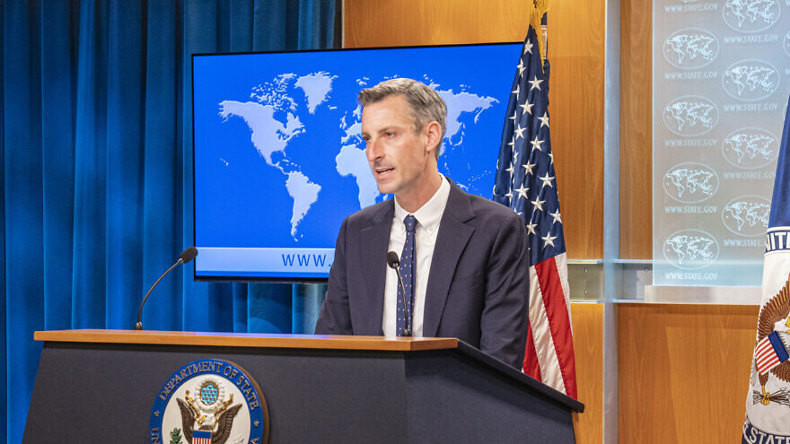 Department Spokesperson Ned Price holds the Daily Press Briefing at the U.S. Department of State in Washington, D.C., on January 31, 2022. Credit: State Department Photo by Freddie Everett.