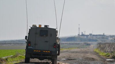 Israeli soldiers patrol on the border with Syria in the Golan on Jan. 25, 2022. Photo by Michael Giladi/Flash90.