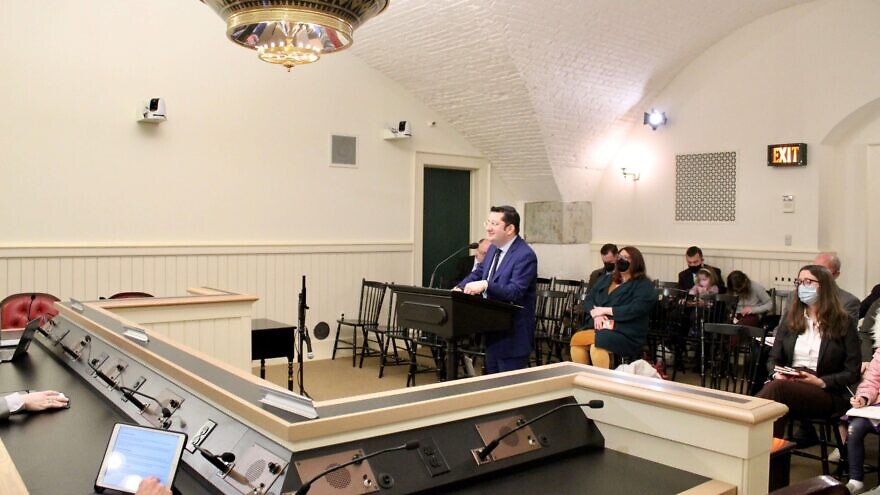 Howie Beigelman, executive director of Ohio Jewish Communities, testified before the committee alongside Sarah Livingston, director of Hillel at Ohio University, and two students at the university, on Feb. 15, 2022. Photo by Ben Nettles/Ohio House.