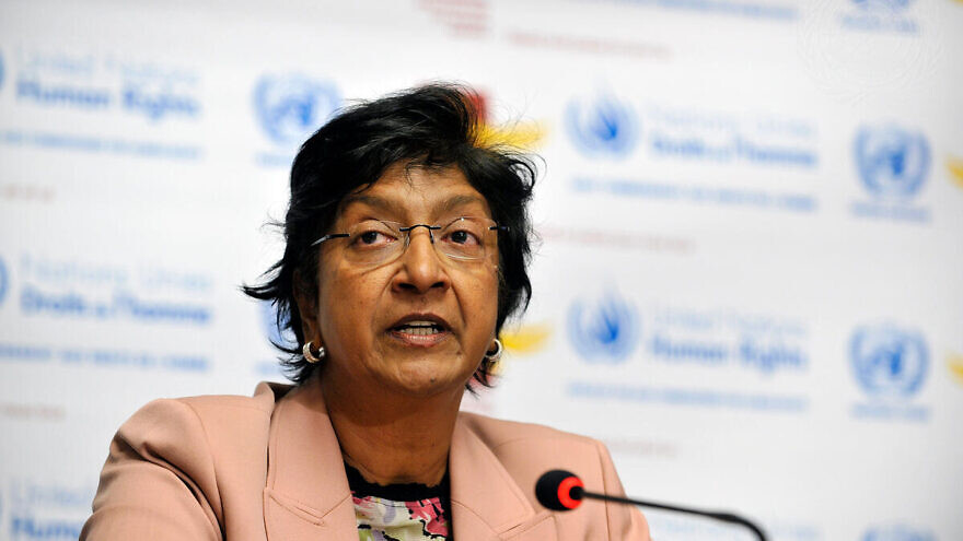 Navi Pillay, chair of the United Nations Commission of Inquiry on the Occupied Palestinian Territory, including East Jerusalem, and Israel, addresses a press conference. Photo by Jean-Marc Ferré/U.N. Photo.