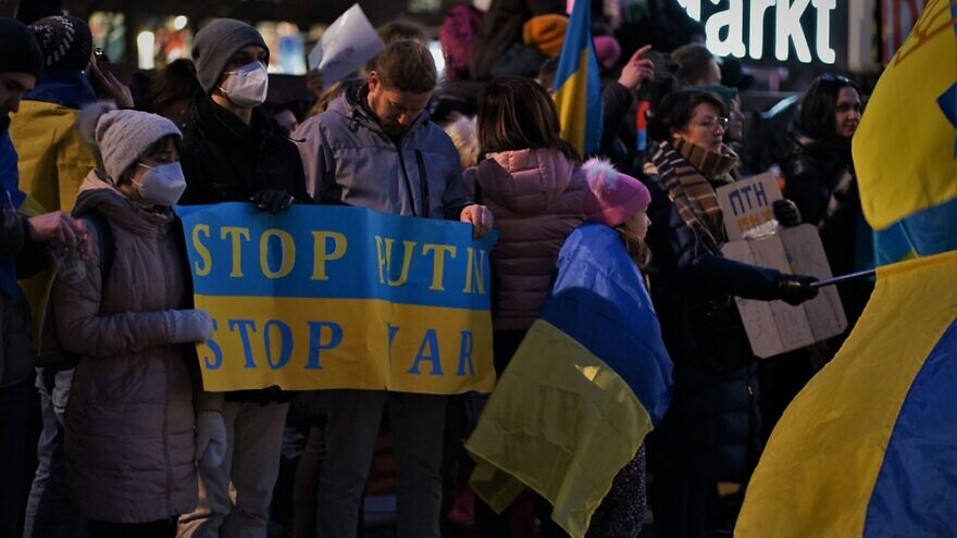 Leipzig, Germany, February 24th 2022: A solidarity demonstration for the Ukraine. Credit: Zuttmann Benoelken/Shutterstock.