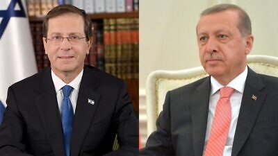 Israeli President Isaac Herzog (left) and Turkish President Recep Tayyip Erdoğan. Credit: GPO/Avi Ohayon, Kremlin.ru.