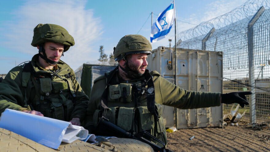Israeli reserve soldiers patrol on the border with Syria, in the Golan Heights, January 25, 2022. Photo by Michael Giladi/Flash90