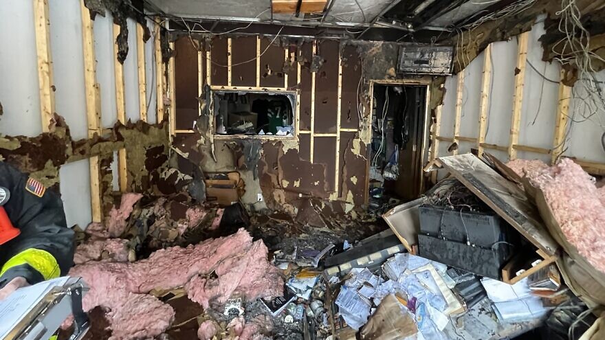 The studio space of New York Jewish radio personality Nachum Segal burned in an electrical fire on March 27, 2022. Credit: Courtesy.