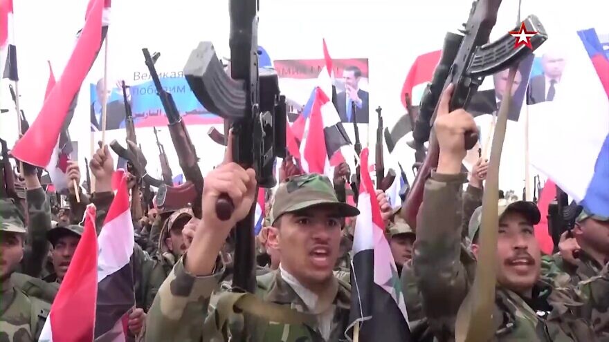 Syrian fighters who have volunteered to fight in Ukraine, according to official Russian media. Credit: MEMRI.
