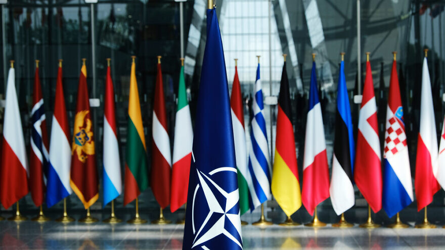 Flags' of Members of NATO at the NATO headquarters in Brussels, Belgium, June 26, 2019. Credit: Alexandros Michailidis/Shutterstock.
