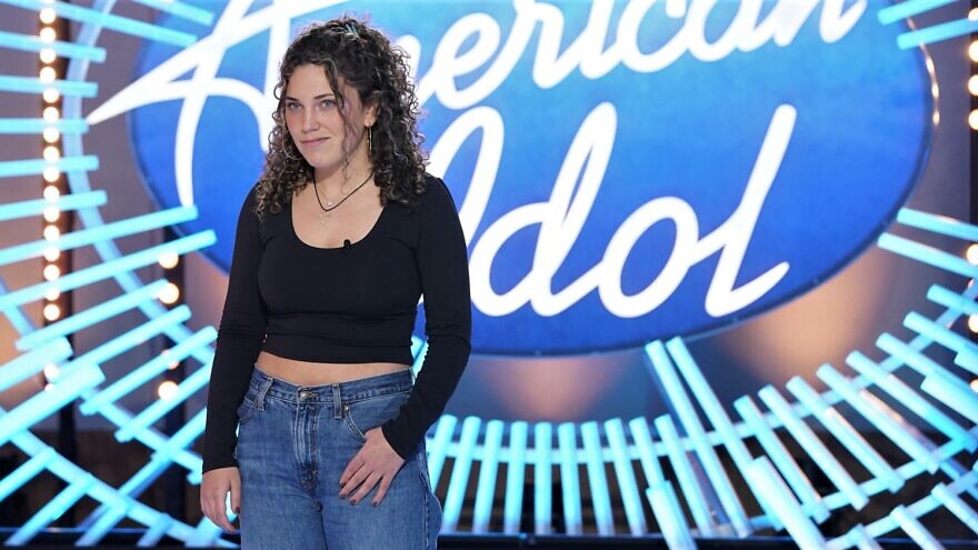 Wearing her grandmother’s chai necklace, Danielle Finn auditions for the judges on “American Idol.” Photo by Eric McCandless/ABC.