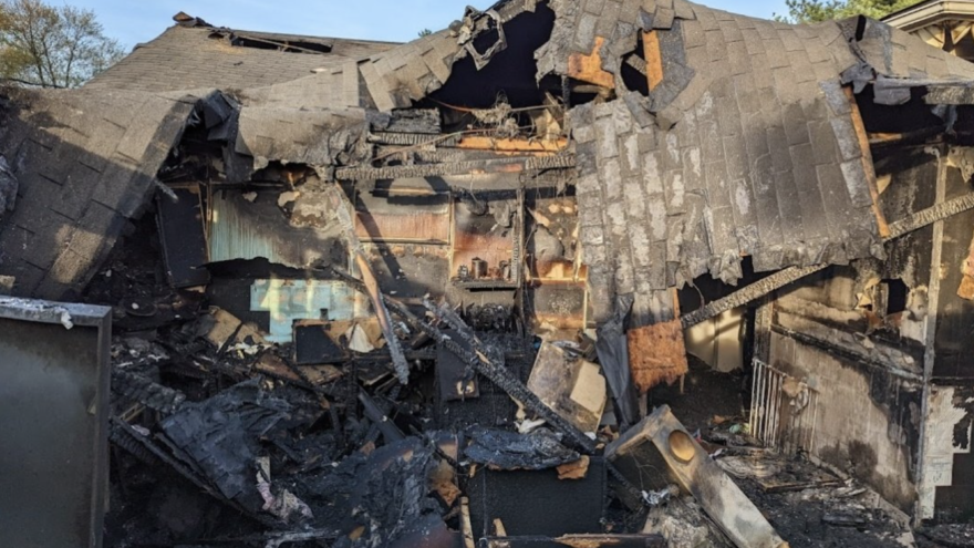 Damage from a fire at the Chabad House in Louisville, Ky., on the last day of Passover, April 23, 2022. Source: Twitter.