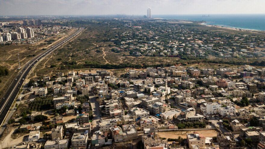 An aerial view of the Israeli Arab town of Jisr az-Zarqa, near Or Akiva and Hadera, July 31, 2018. Photo by Matanya Tausig/Flash90.